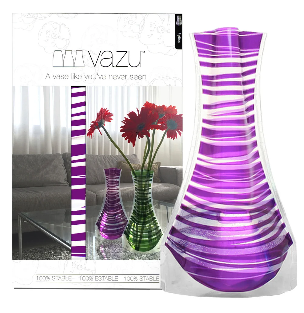 RipRop · Purple expandable vase and gift packaging