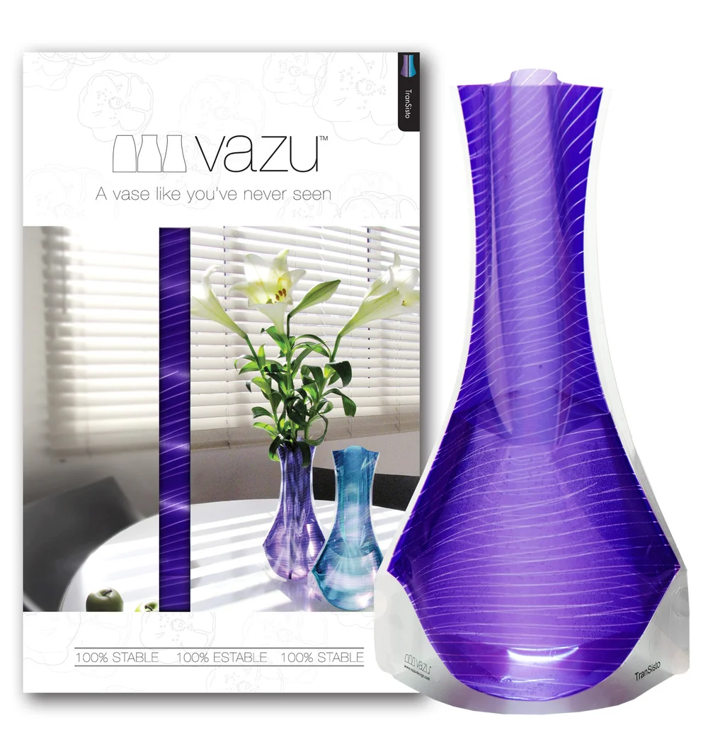 TranSisto · Purple expandable vase and gift packaging